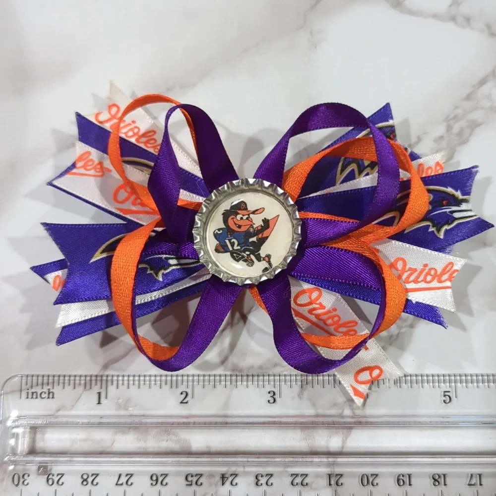 Baltimore Orioles Ravens Boutique Bow Collection with football ring